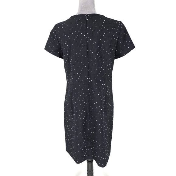 Ann Taylor Dress Womens 10 Navy Blue Polka Dot Silk Blend Lined Career New - Picture 2 of 14